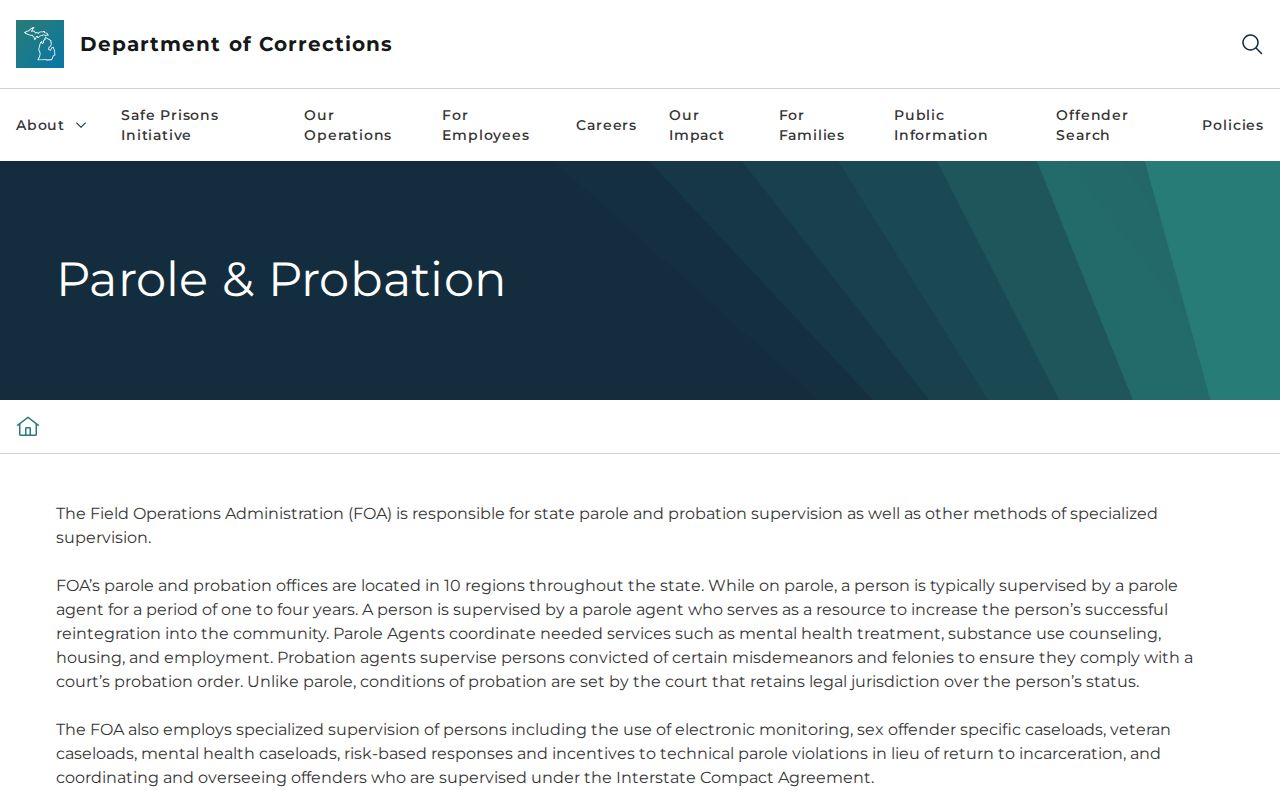 Lake County arrest history and Michigan parole probation information