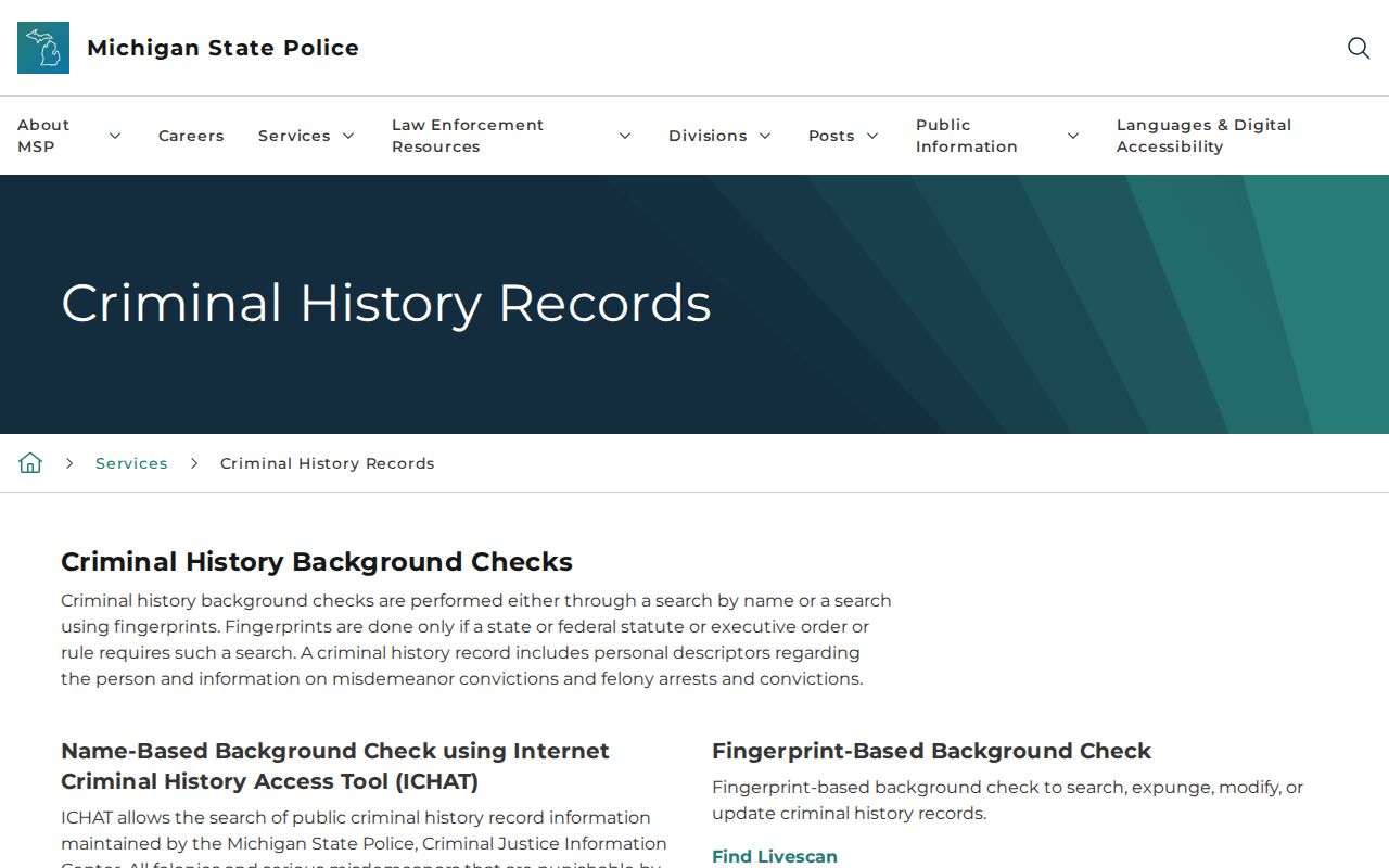 Lake County criminal history Michigan State Police records overview
